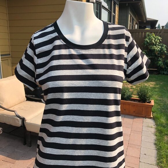 Bluenotes Striped Cotton T-Shirt Black+Gray Sz M - Picture 2 of 9